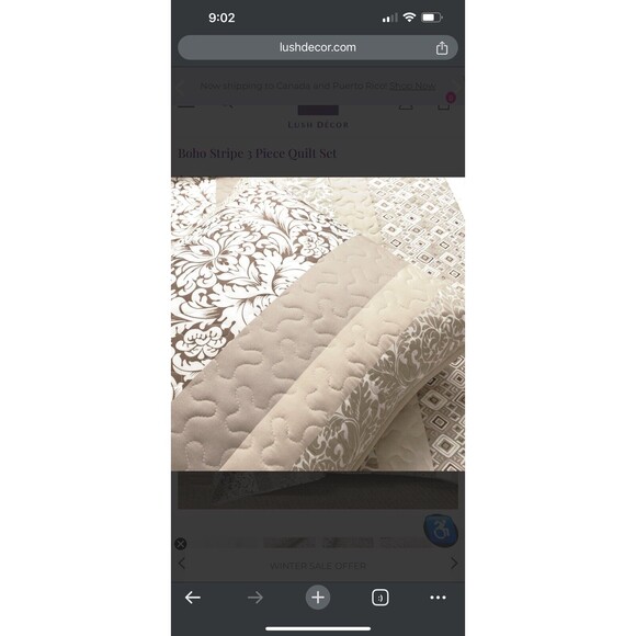 Lush Decor Boho Stripe Reversible Oversized 3 Piece Full/Queen, Neutral - Picture 5 of 6